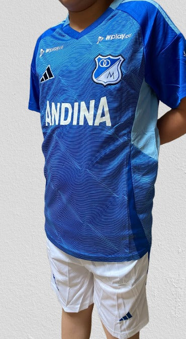 🔵⚪ Uniforme Millonarios Niño 2025 – ¡Versión Oficial! ⚽